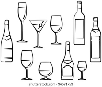 Wineglasses and Bottles