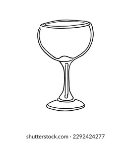 Wineglasses Continuous Line Drawing. Hand Drawn Simple Vector Illustration. Isolated on Off-White Background. Design Element Perfect for Poster, Card, Invitation, T-shirt Print, Wall Decoration.