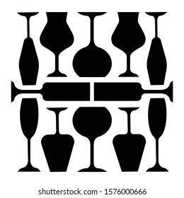 Wineglasses glyph icon. Restaurant service. Alcohol bar. Port and madeira glasses. Alcoholic beverages glassware. Silhouette symbol. Negative space. Vector isolated illustration