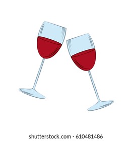 wineglasses icon over white background. colorful design. vector illustration