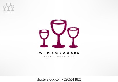 wineglasses logo drink glasses vector