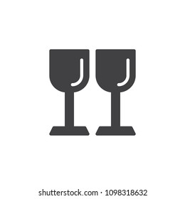 Wineglasses vector icon. filled flat sign for mobile concept and web design. Two glasses simple solid icon. Symbol, logo illustration. Pixel perfect vector graphics