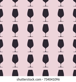 Wineglasses vector illustration on a seamless pattern background. Set of elements
