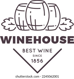 Winehouse label. Bottle logo. Alcohol beverage production