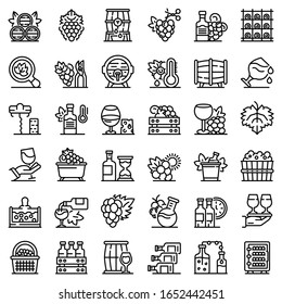 Winemaker icons set. Outline set of winemaker vector icons for web design isolated on white background