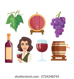 Winemaking. Flat vector clipart, illustration with isolated background.