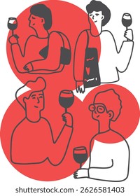 Vinificação. O processo de fazer vinho. Desenho, gravação, tinta, arte vetorial	
