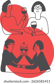 Vinificação. O processo de fazer vinho. Desenho, gravação, tinta, arte vetorial	

