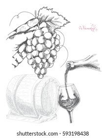 Winemaking, vector illustration.