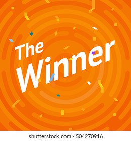 Winer sign. Congratulations win banner. Flat vector winner illustration. Victory ground with lines, rounded corners. Hipster winning card. Success design. Vector conquest illustration. The first place