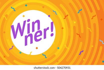 Winer sign. Congratulations win banner. Flat vector winner illustration. Victory ground with lines, rounded corners. Hipster winning card. Success design. Vector conquest illustration. The first place