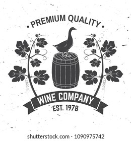 Winery company badge, sign or label. Vector illustration. Vintage design for winery company, bar, pub, shop, branding and restaurant business. Coaster for wine glasses