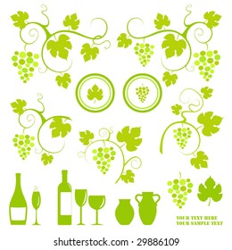 Winery design object silhouettes. Vector illustration.