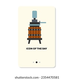 Winery equipment flat vector icon. Wooden barrel isolated sign. Wine production, industry, business, celebration concept. Vector illustration symbol elements for web design