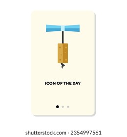 Winery equipment vector icon. Screw, corkscrew for opening wine bottles isolated sign. Wine production, industry, business, celebration concept. Vector illustration symbol element
