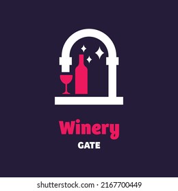 Winery with gate, logo design vector symbol icon illustration creative idea