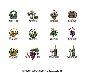 Winery icons, background for your design