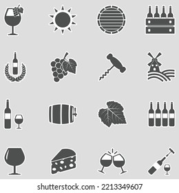 Iconos de bodega. Diseño de pegatinas. Ilustración vectorial.