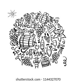 Winery set, background for your design