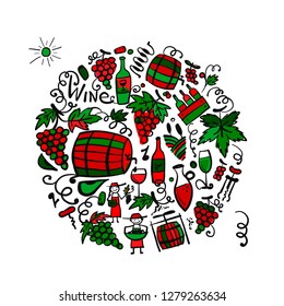 Winery set, background for your design