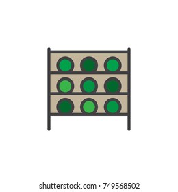 Winery with wine bottles filled outline icon, line vector sign, linear colorful pictogram isolated on white. Symbol, logo illustration. Pixel perfect vector graphics