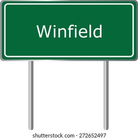 Winfield, Alabama, road sign green vector illustration, road table, USA city