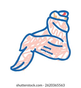 wing 3 joint chicken doodle icon sketch vector. wing 3 joint chicken sign. isolated symbol illustration