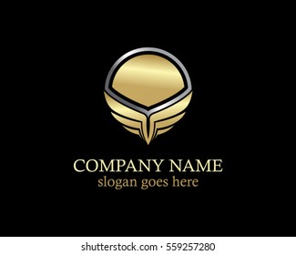 wing abstract emblem gold logo