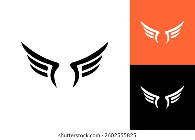 Wing abstract flat black icon fly concept design vector