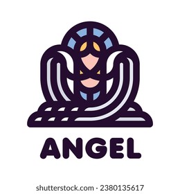 wing angel woman filled outline logo