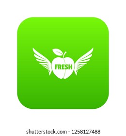 Wing apple icon green vector isolated on white background