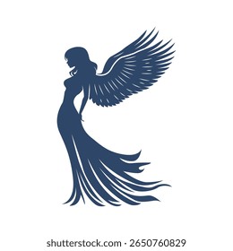 Wing Arched Up Goddess Standing Tall in Profile