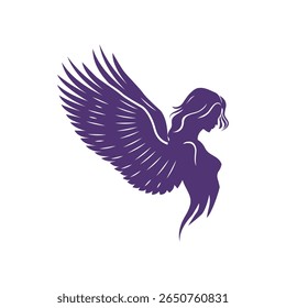 Wing Arched Up Goddess Standing Tall in Profile