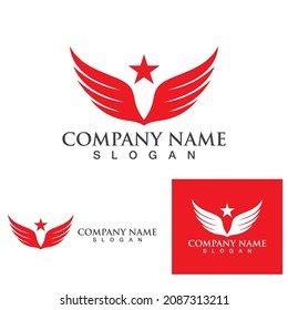 wing bird falcon logo and symbol vector
