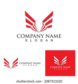 wing bird falcon logo and symbol vector

