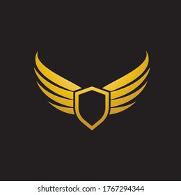 Wing bird gold falcon logo and symbol vector