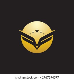 Wing bird gold falcon logo and symbol vector