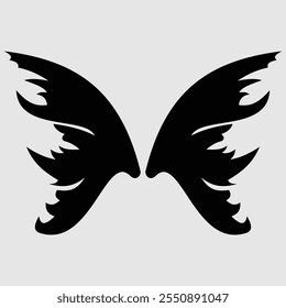 A Wing Black Silhouette Vector Clipart 