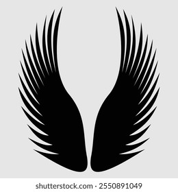 A Wing Black Silhouette Vector Clipart 