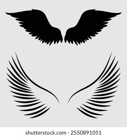 A Wing Black Silhouette Vector Clipart 