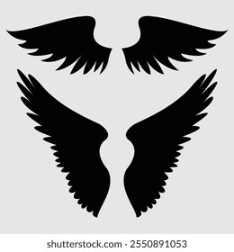 A Wing Black Silhouette Vector Clipart 