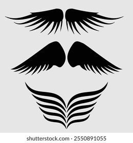 A Wing Black Silhouette Vector Clipart 