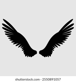 A Wing Black Silhouette Vector Clipart 