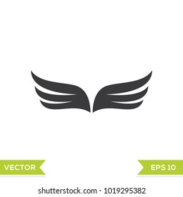 wing black web icon flat on white background vector template illustration 