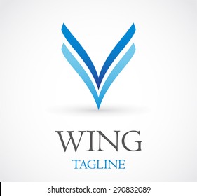 Wing blue airline airplane logo element vector design symbol shape icon template business abstract company fly