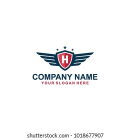 wing blue H logo design