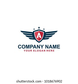 wing blue A logo design