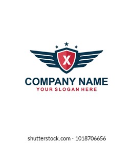 wing blue X logo vector