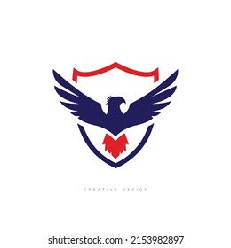 Wing branding logo with shield