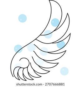 Asa com bolhas esboço ilustração sobre fundo branco conto de fadas conceito